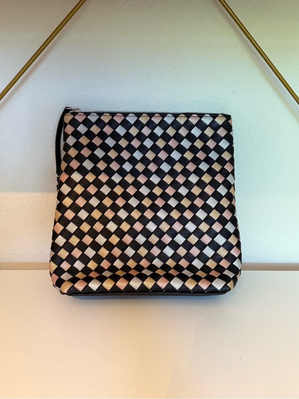 111SKIN Harrods Woven Checked Makeup Bag Pouch